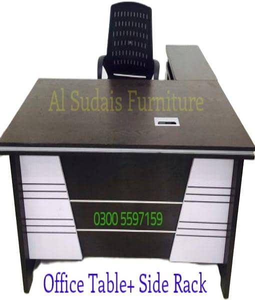 Office table 5ft, study ceo desk and side rack, meeting table furnitur ...