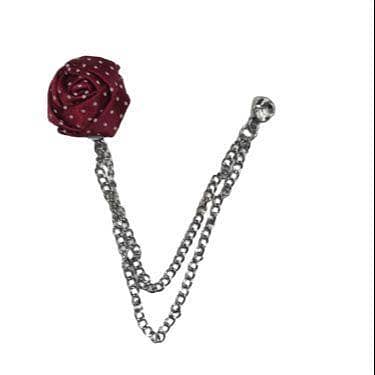 Maroon Dotted Flower Brooch with Chain for Men and Women’s Coats