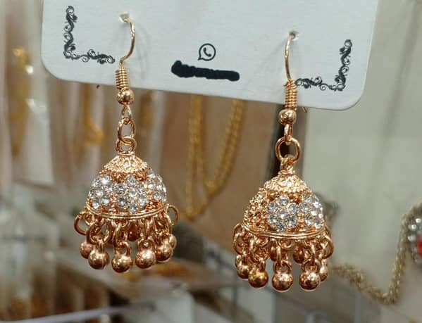 Traditional Indian Jhumka Earrings with Bead Drop Design