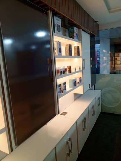 mobile shop. counters and racks