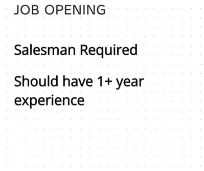 Salesman required
