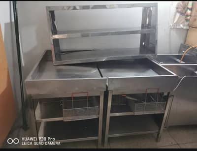 SS kitchen working tables Table and hood
