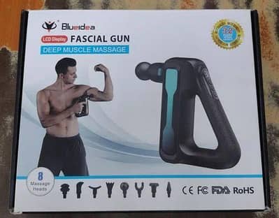 Cordless Fascial Gun Deep Muscle Vibrating Fitness Massager Gun 8 Head