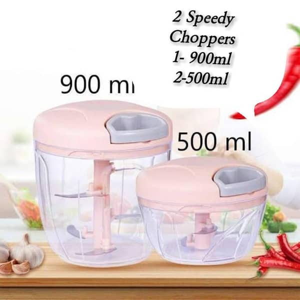 SMART SPEEDY CHOPPERS - Hand-Powered Food Processor (900ml & 500ml) for Chopping Vegetables, Garlic, and Meat