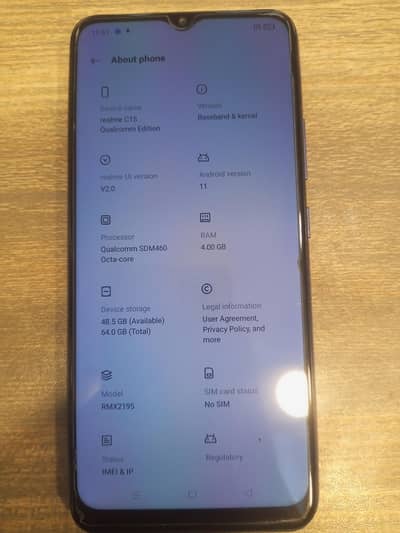 Realme c15 qualcom edition 4gb/64gb pta approved