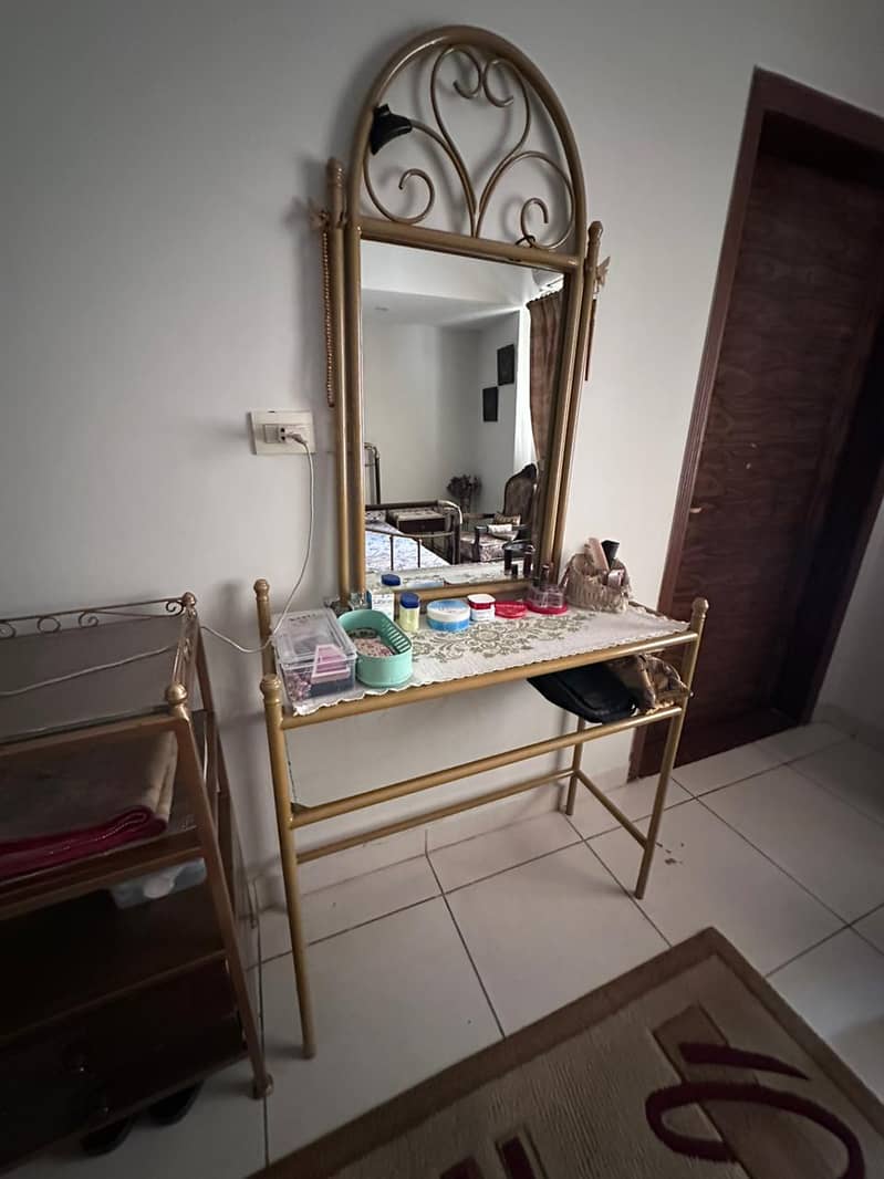 Wrought Iron Double Bed and Side Tables and Book Shelf 6