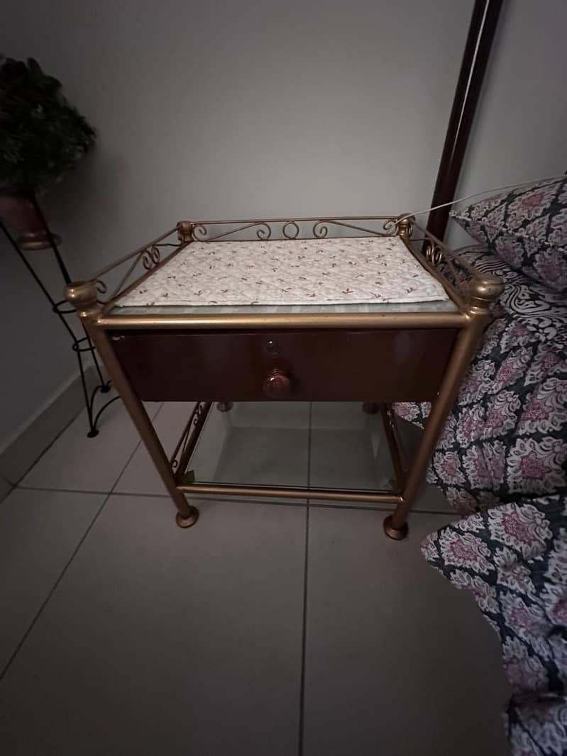 Wrought Iron Double Bed and Side Tables and Book Shelf 13