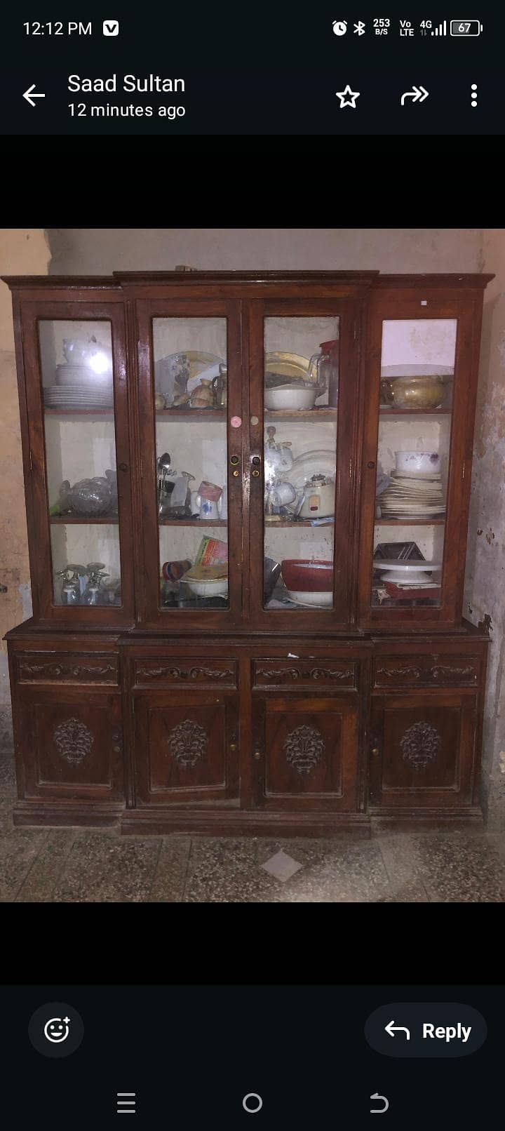 چنیوٹی شو کیس اچھی اور مضبوط لکڑی میں اچھی حالت میں دستیاب ہے 0