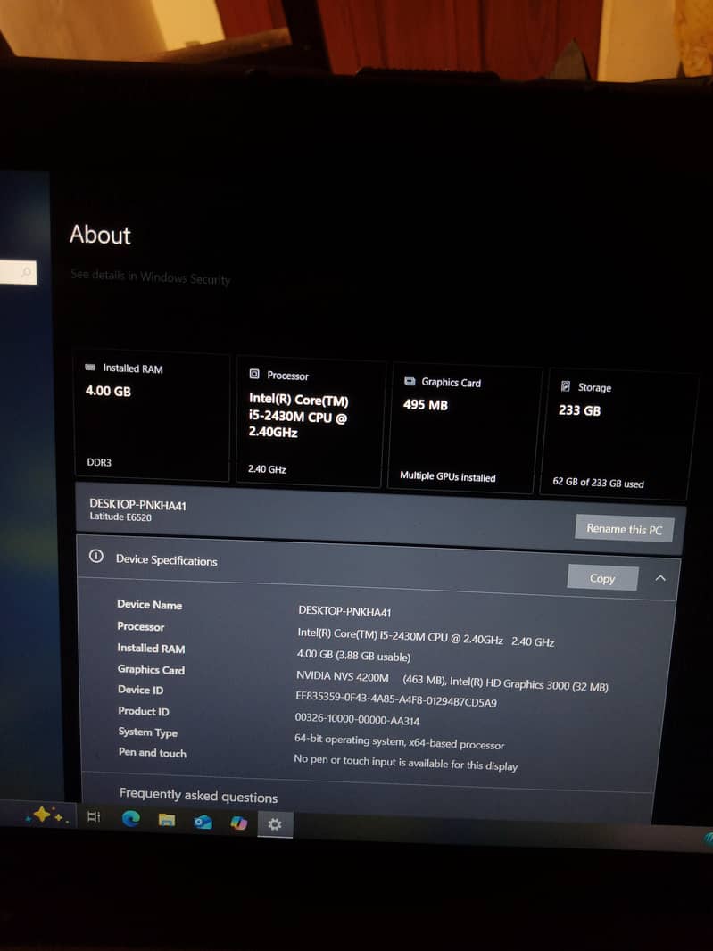 Dell CORE I5 4GB Memory/233GB Storage 1