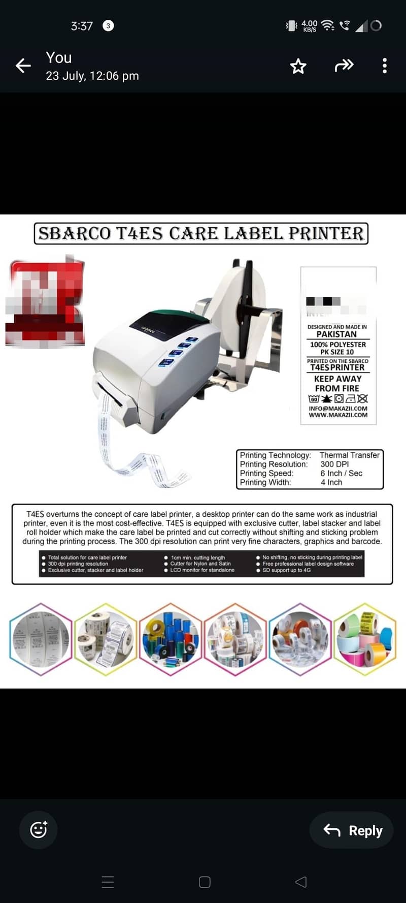 SABARCO LABEL PRINTER 0