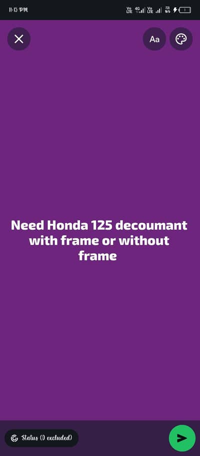 Need Honda 125 decoument with frame or without frame