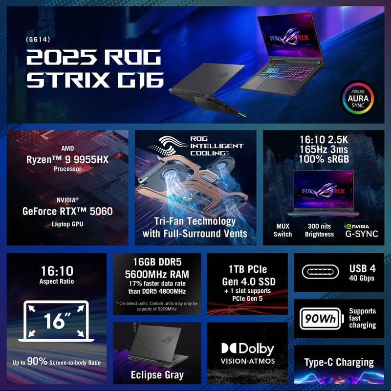 Asus Rog Strix G16 Rtx 5060 2025 Gaming Laptop - Laptops - 1108428069