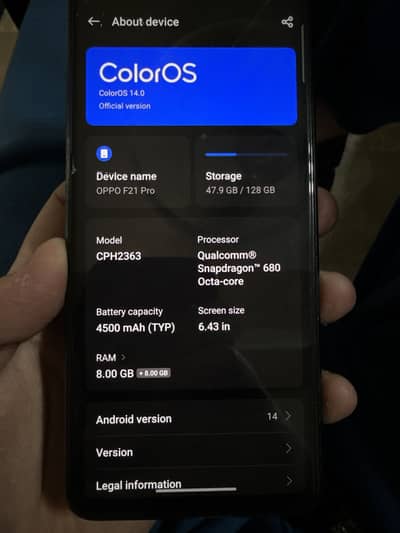 OPPO F21 pro brand new 8/128 OFFICIAL PTA