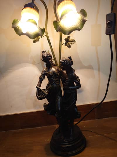 bronze sculpture lamp antique