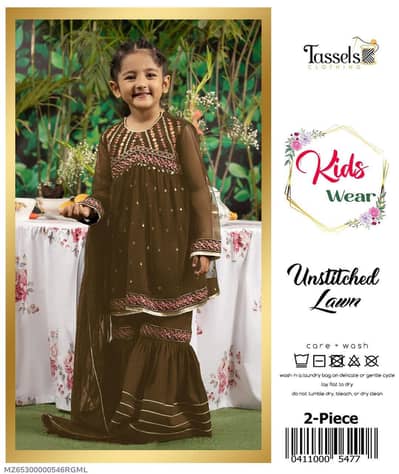 two piece girls loan embroidered unstitched suit