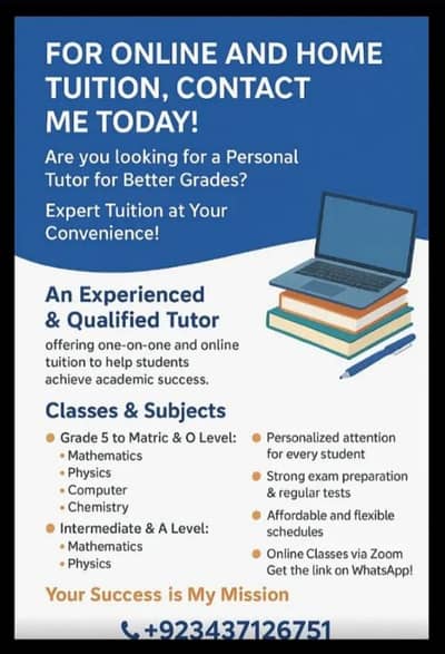 For Online And Home Tuitions Contact Me, Thanks
