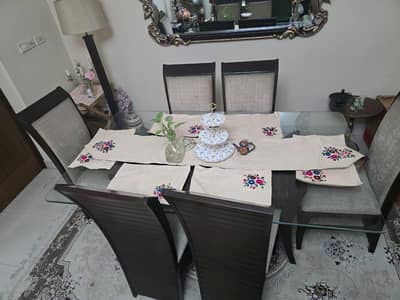 Dining table with six chairs