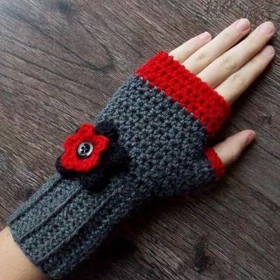 Finger less gloves with flower (custom top)