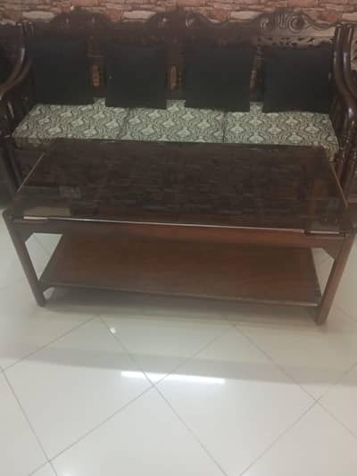 Solid wood glass table