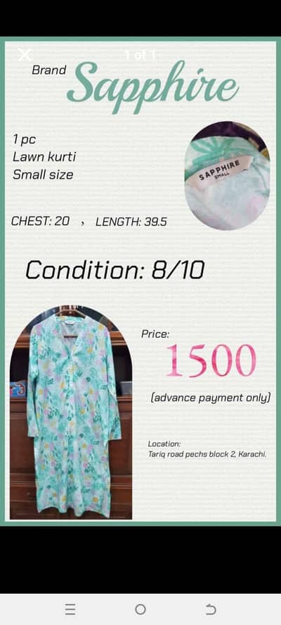 PRELOVED BRANDED LIGHT KHADDAR DRESS