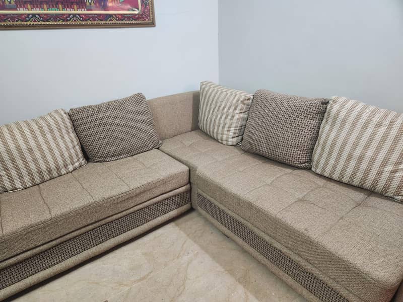 L Shape Sofas Jute Fabric 0