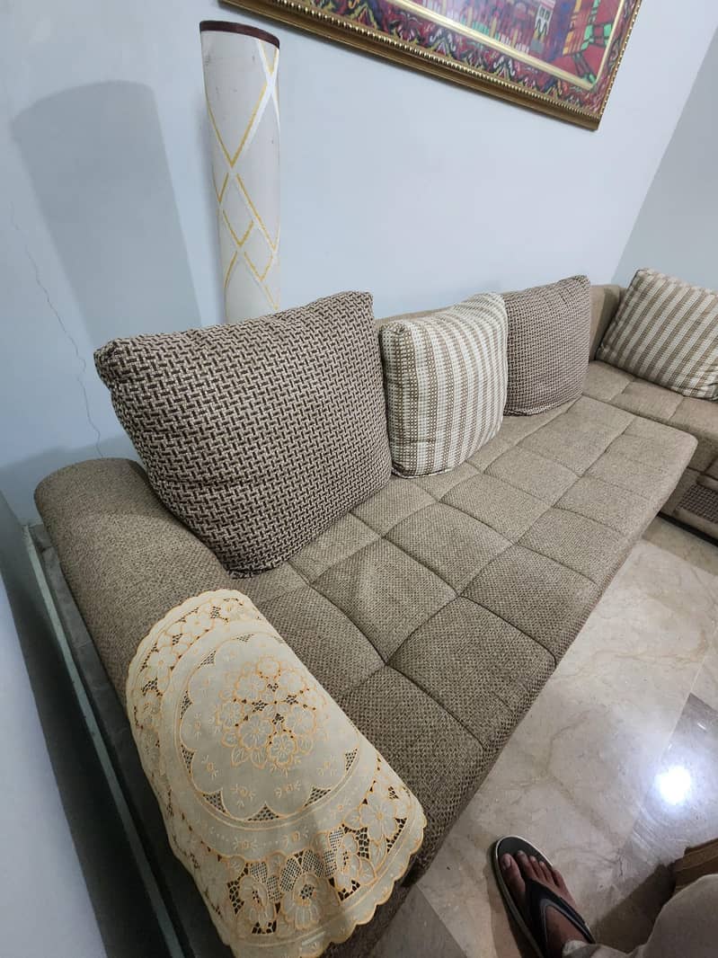 L Shape Sofas Jute Fabric 3