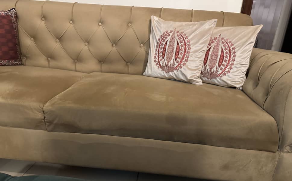 Slightly used L shape beige sofa . . 3