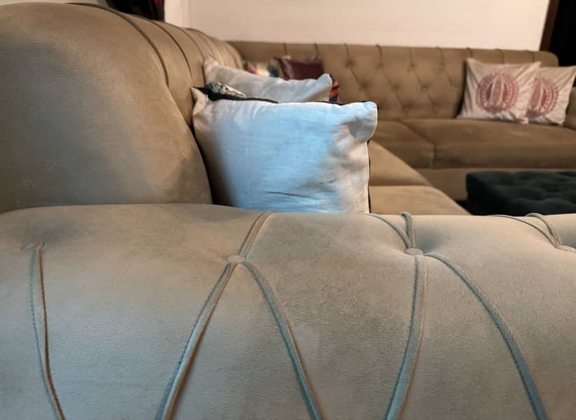 Slightly used L shape beige sofa . . 4