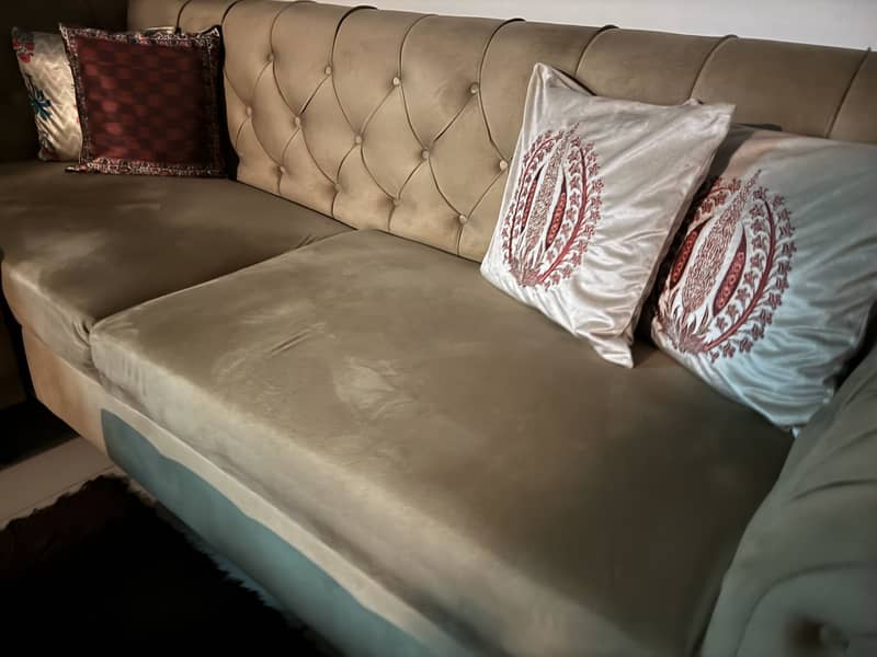 Slightly used L shape beige sofa . . 6
