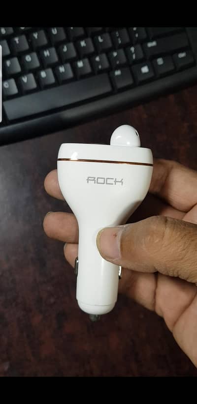 rock brand car charger with earbud