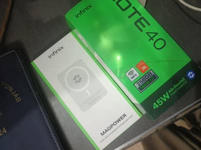 Infinix Note 40 10/10 condition Box charger  Megsafe and Fast charger