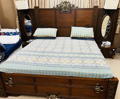 Without Mattress Wooden Bed Set with Wardrobe and Dresser