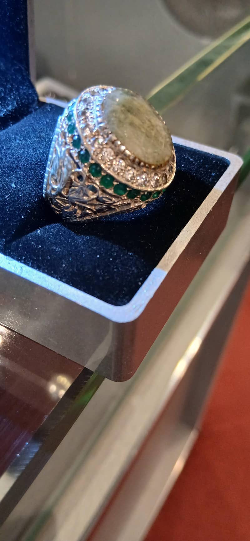 Emerald silver ring 0