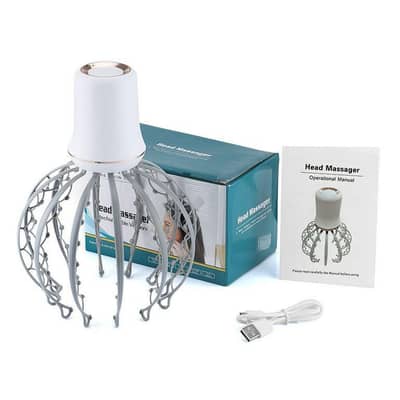 Rechargeable Octopus Head Massager Vibrating Brain Massager with USB