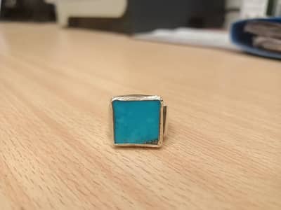 natural Neshapuri Feroza hand made silver Ring