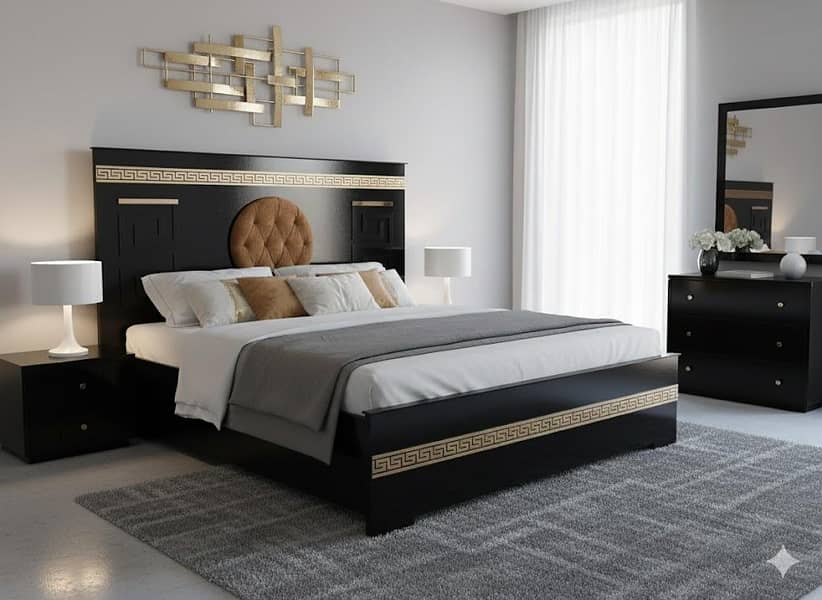 bed with side table | bed set 0