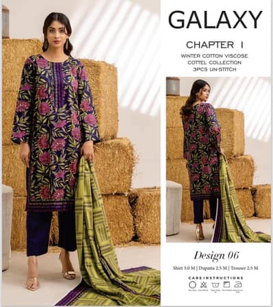 Galaxy Winter Cotton Viscose Cottel Collection 3pcs (un-stitch)
