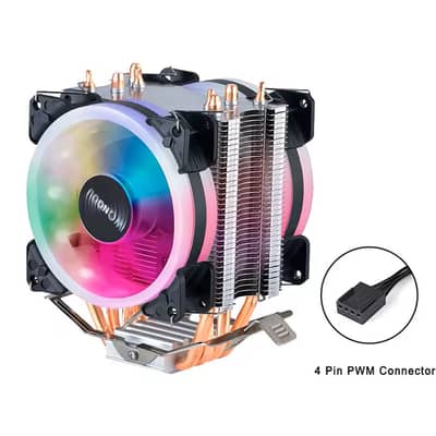 IWONGOU CPU Cooler 4 Heatpipes, 2x 90mm RGB Fan PWM Cooling for Intel