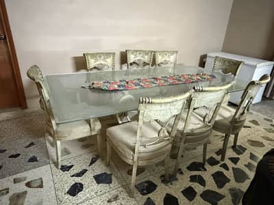 Living room sofa set and dining table set