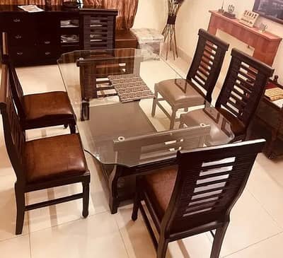 Solid Sheesham Wood Dining Table and 6 Chairs Without Glass