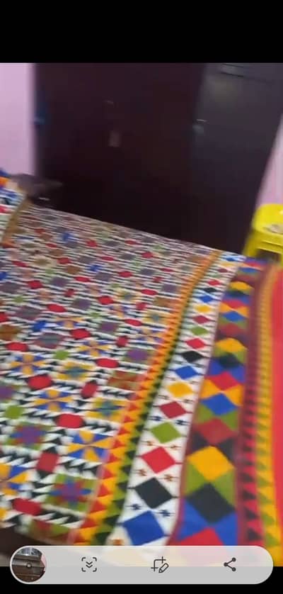 wooden bed room full set with extra t۔v trolly plus book shel 6،7 yea