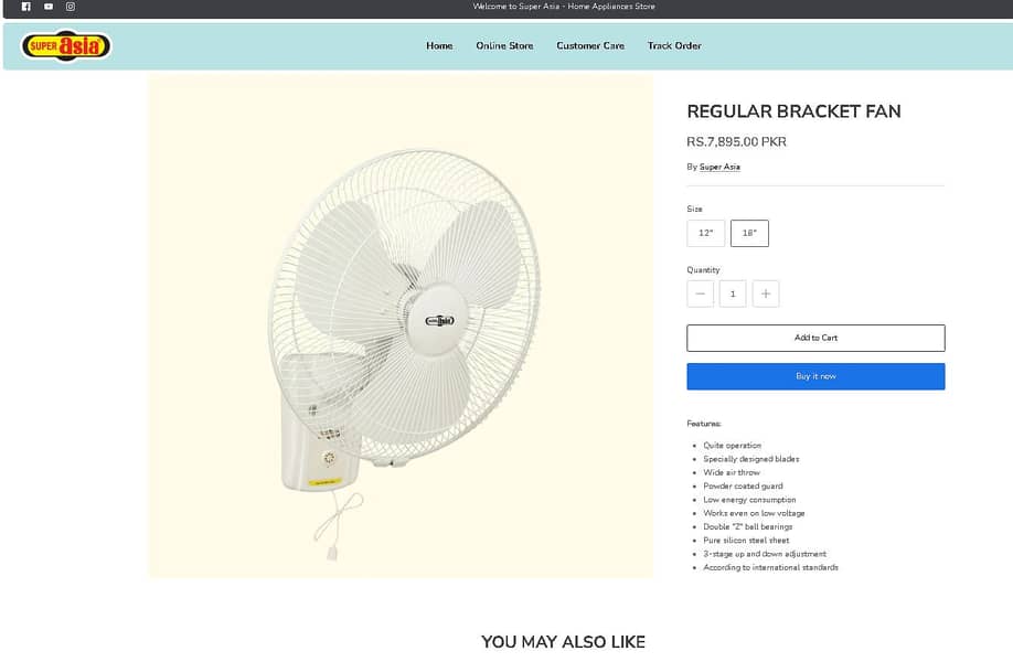 Super Asia Bracket Fan 18 inch - Bracket Fans - 1108962375