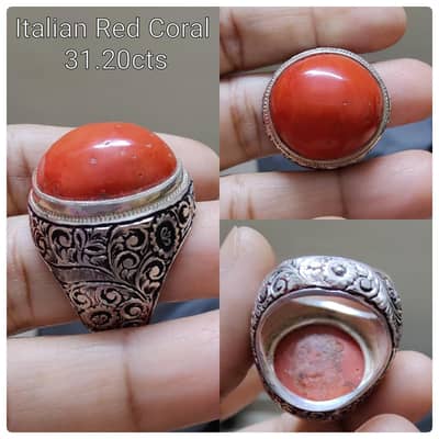 Certifued Italian Coral مرجان  ring 03471827371