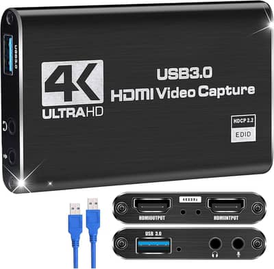 Audio Video Capture Card, HDMI USB3.0 4K 1080P 60fps Video Converter