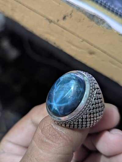 Natural Rare Star Neelam Stone Hand Made Ring