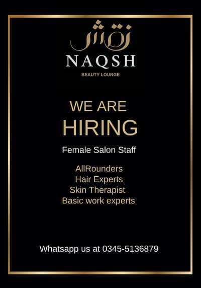 Female salon staff hiring