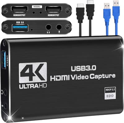 Audio Video Capture Card, HDMI USB3.0 4K 1080P 60fps Video Converter