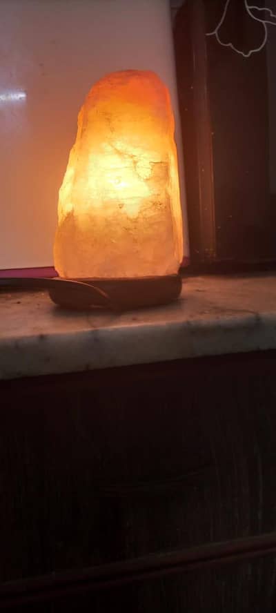 Himaliyan salt lamp and floral candle stand