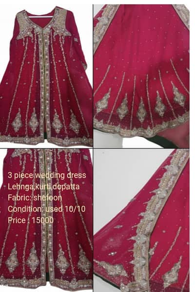 Wedding Lehnga, kurti and dopatta 3 piece