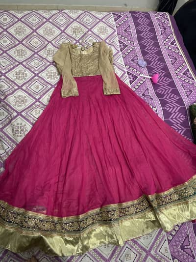 pink and golden Indian maxi With heavy flare